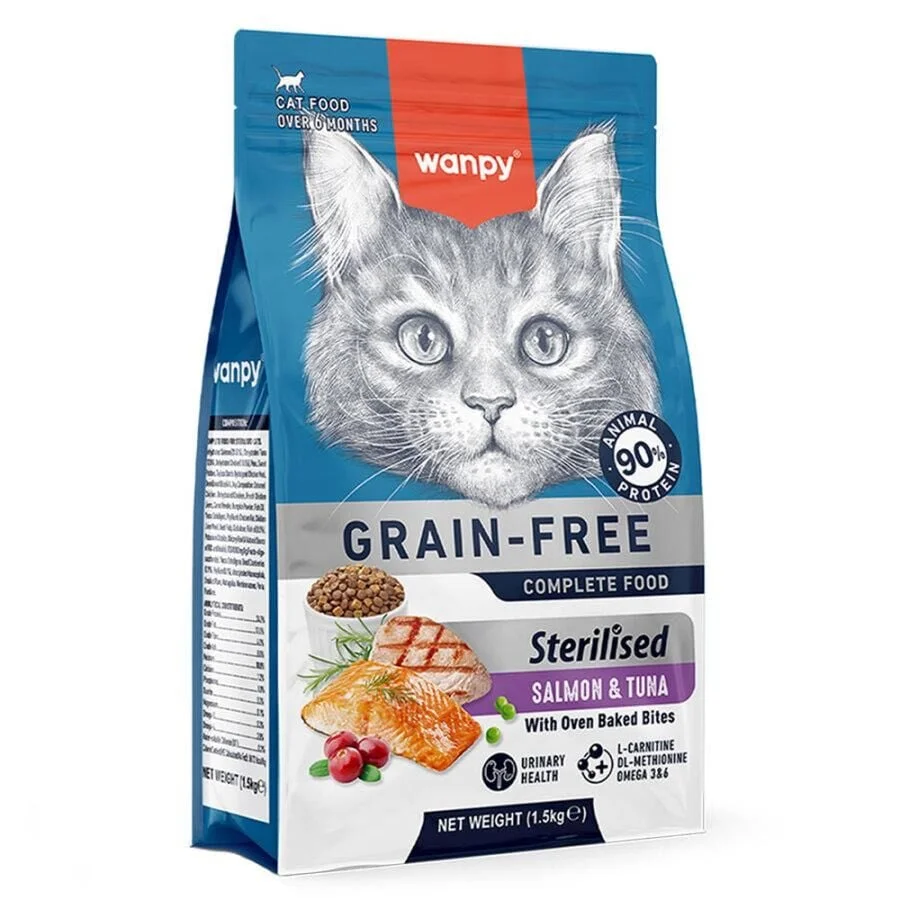 Wanpy Tahılsız Somon Tuna Kısırlaştırılmış Kedi Maması 1,5 kg