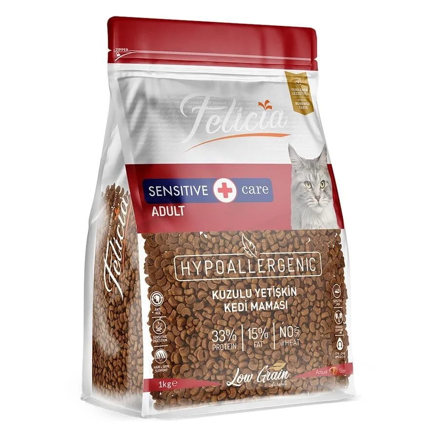 Felicia Az Tahıllı Kuzulu Yetişkin Kedi Maması 1 Kg (AÇIK PAKET)