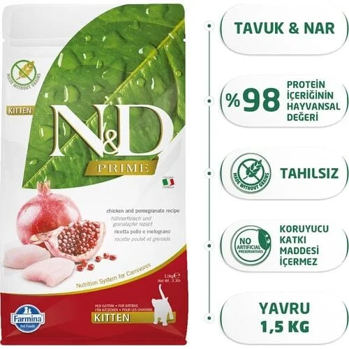 Nd Tahılsız Tavuk Etli Narlı Yavru Kedi Maması 1.5 Kg