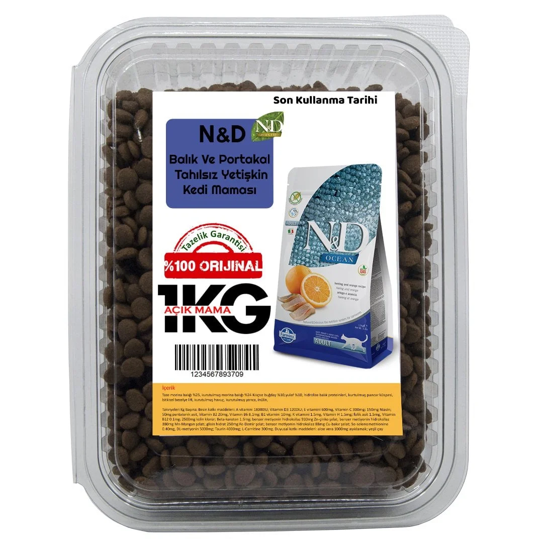 Nd Tahılsız Balık Portakal Kedi Maması 1 Kg (AÇIK PAKET)