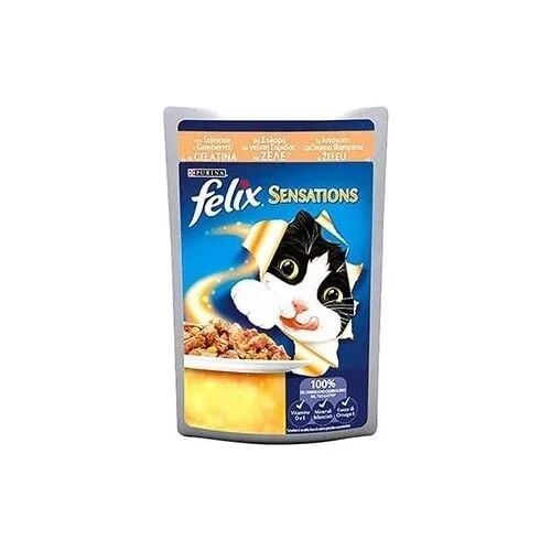 Felix Pouch Sensations Jellies Somon ve Karidesli Yaş Kedi Maması 85
