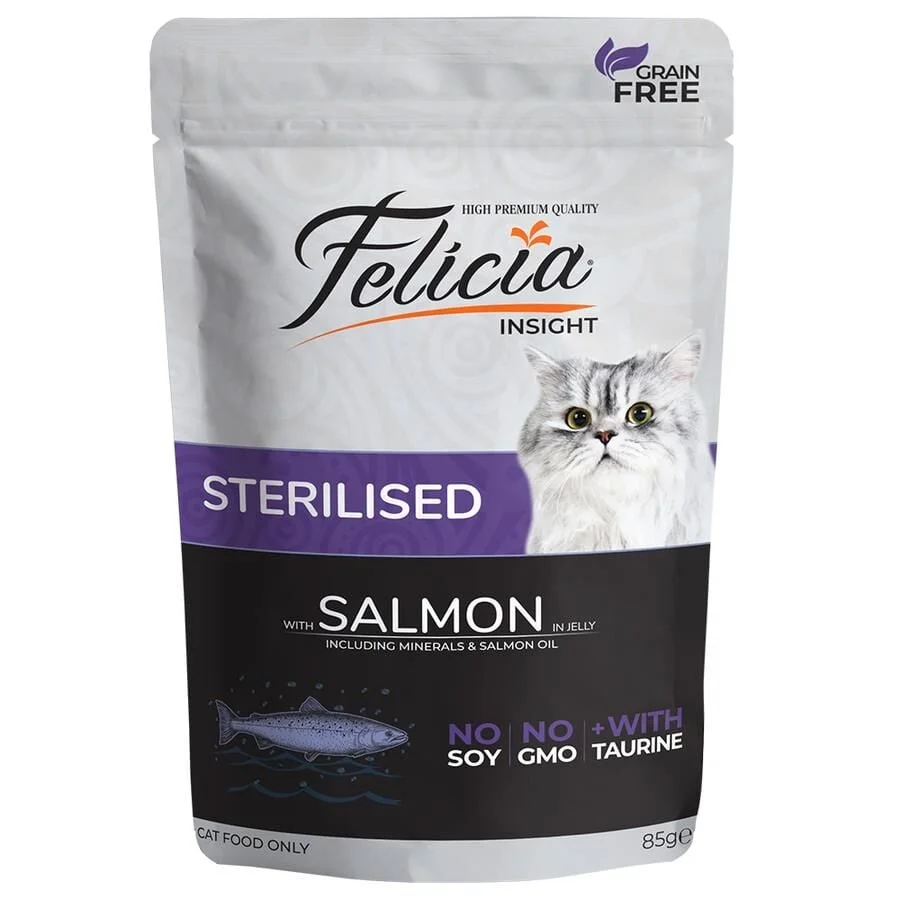 Felicia Tahılsız Sterilised Somonlu Yaş Kedi Maması Pouch 85 gr