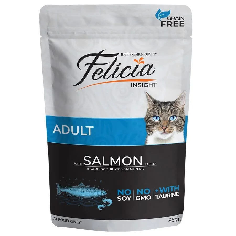 Felicia Tahılsız Yetişkin Somonlu Yaş Kedi Maması Pouch 85 gr