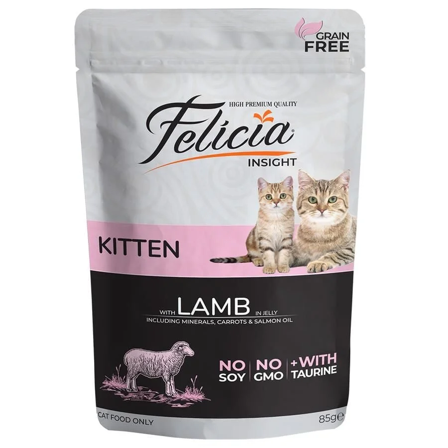 Felicia Tahılsız Yavru Kuzu Etli Yaş Kedi Maması Pouch 85 gr