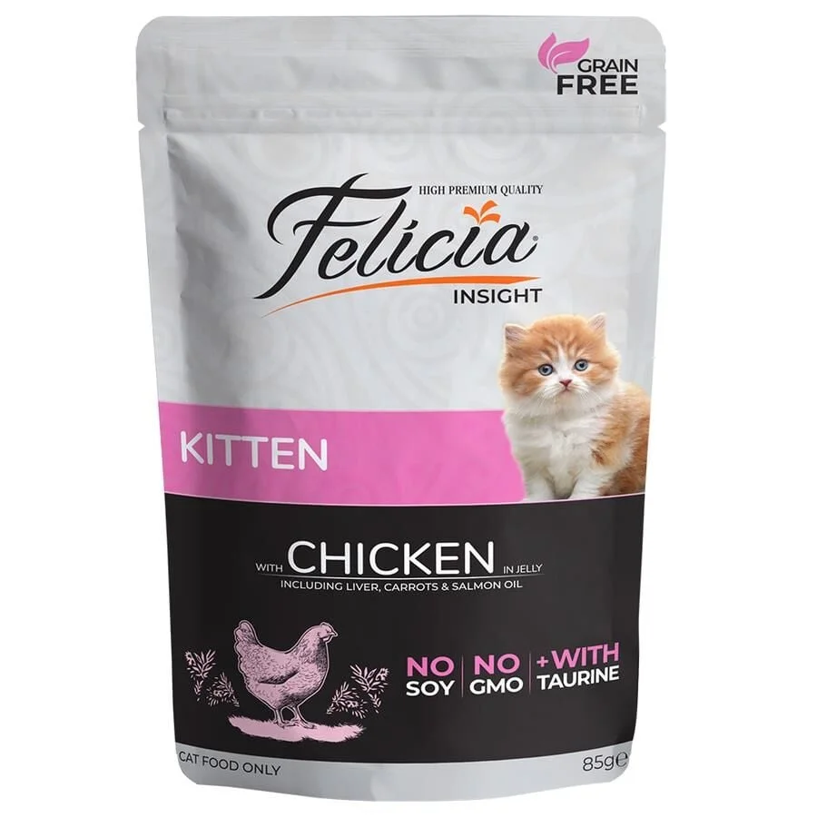 Felicia Tahılsız Yavru Tavuklu Yaş Kedi Maması Pouch 85 gr